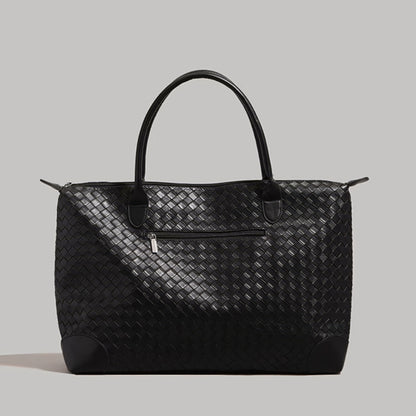 Woven Faux Leather Oversized Tote Bag