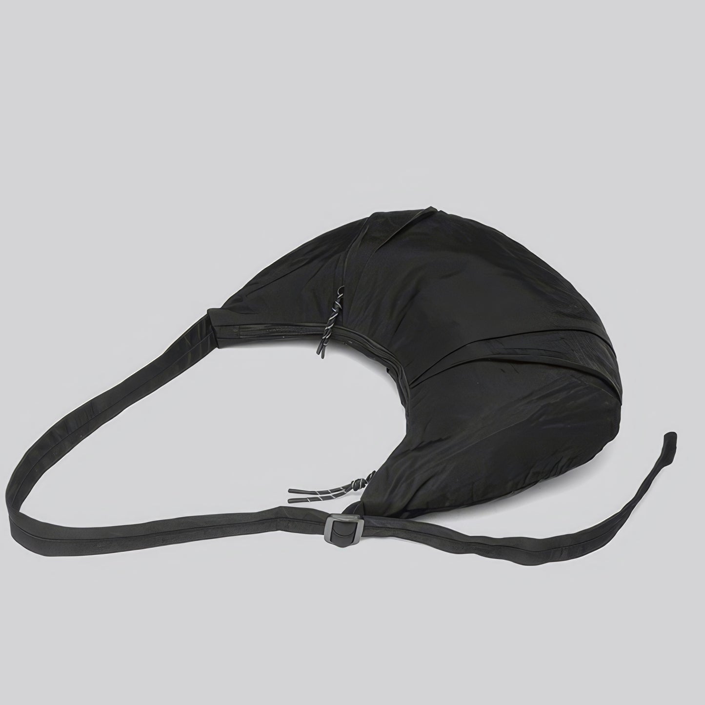 Draped Nylon Crescent Shoulder Bag