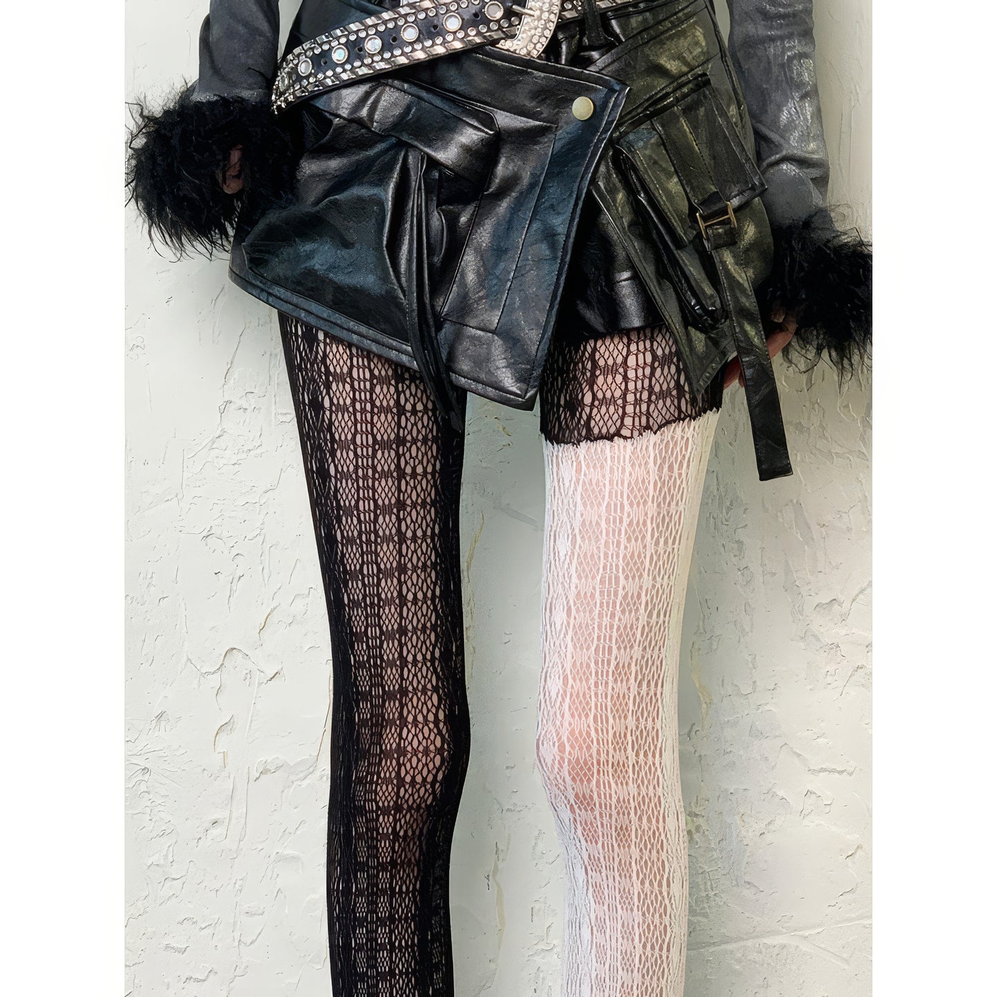 Two-Tone Lace Contrast Tights