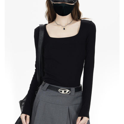 Square Neck Slim Ribbed Top