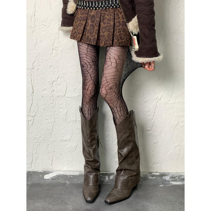 Geometric Web Sheer Mesh Tights