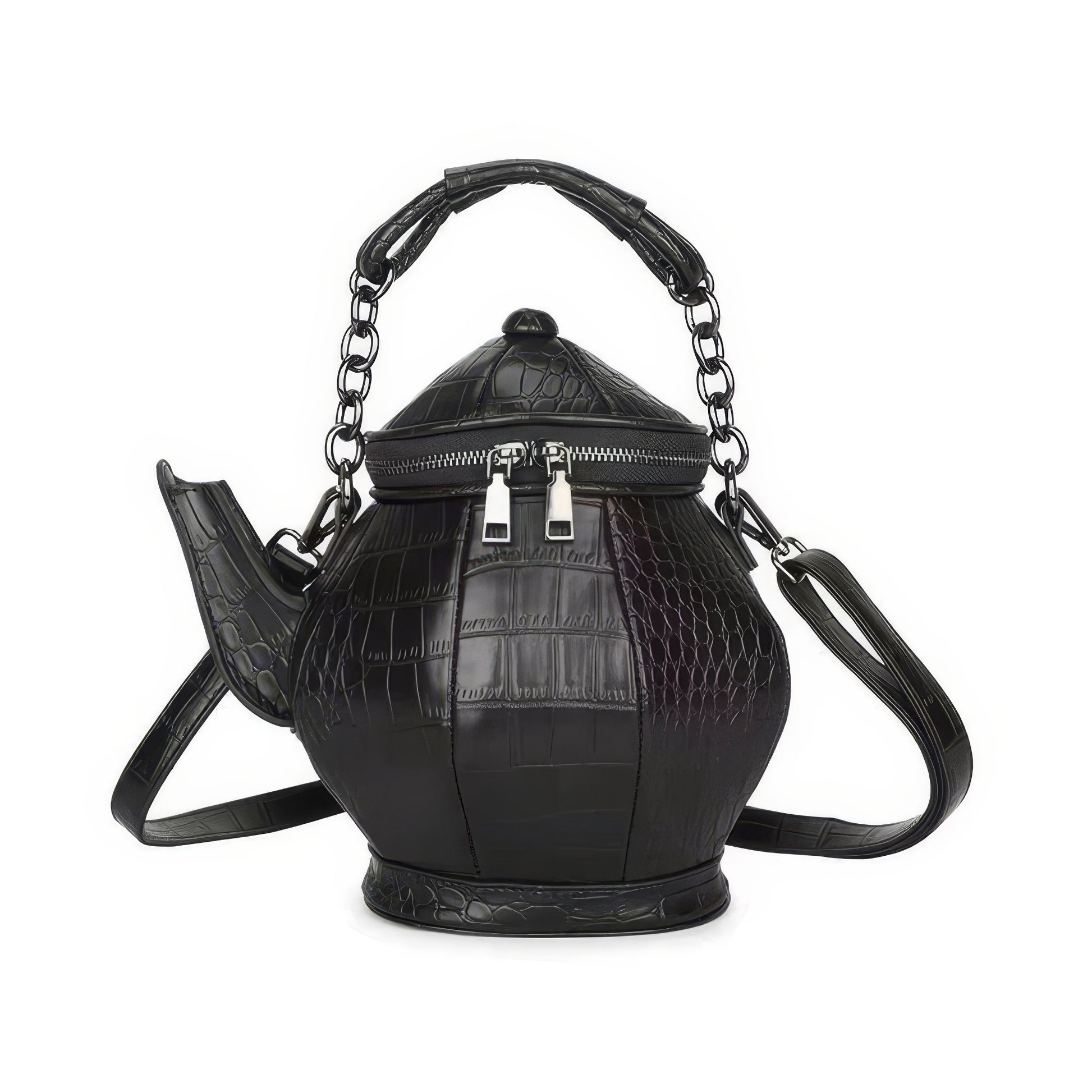 Croc-Embossed Teapot Crossbody Bag