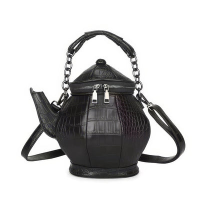 Croc-Embossed Teapot Crossbody Bag