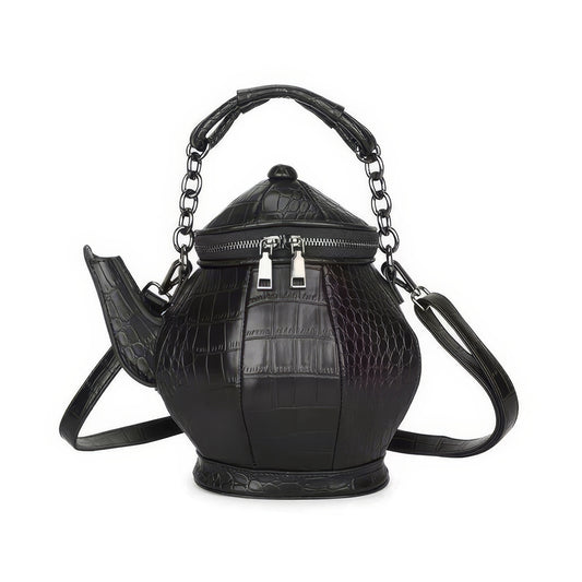 Croc-Embossed Teapot Crossbody Bag