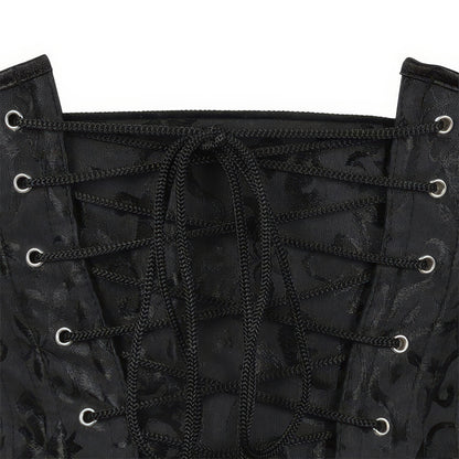 Classic Satin Lace-Up Black Corset