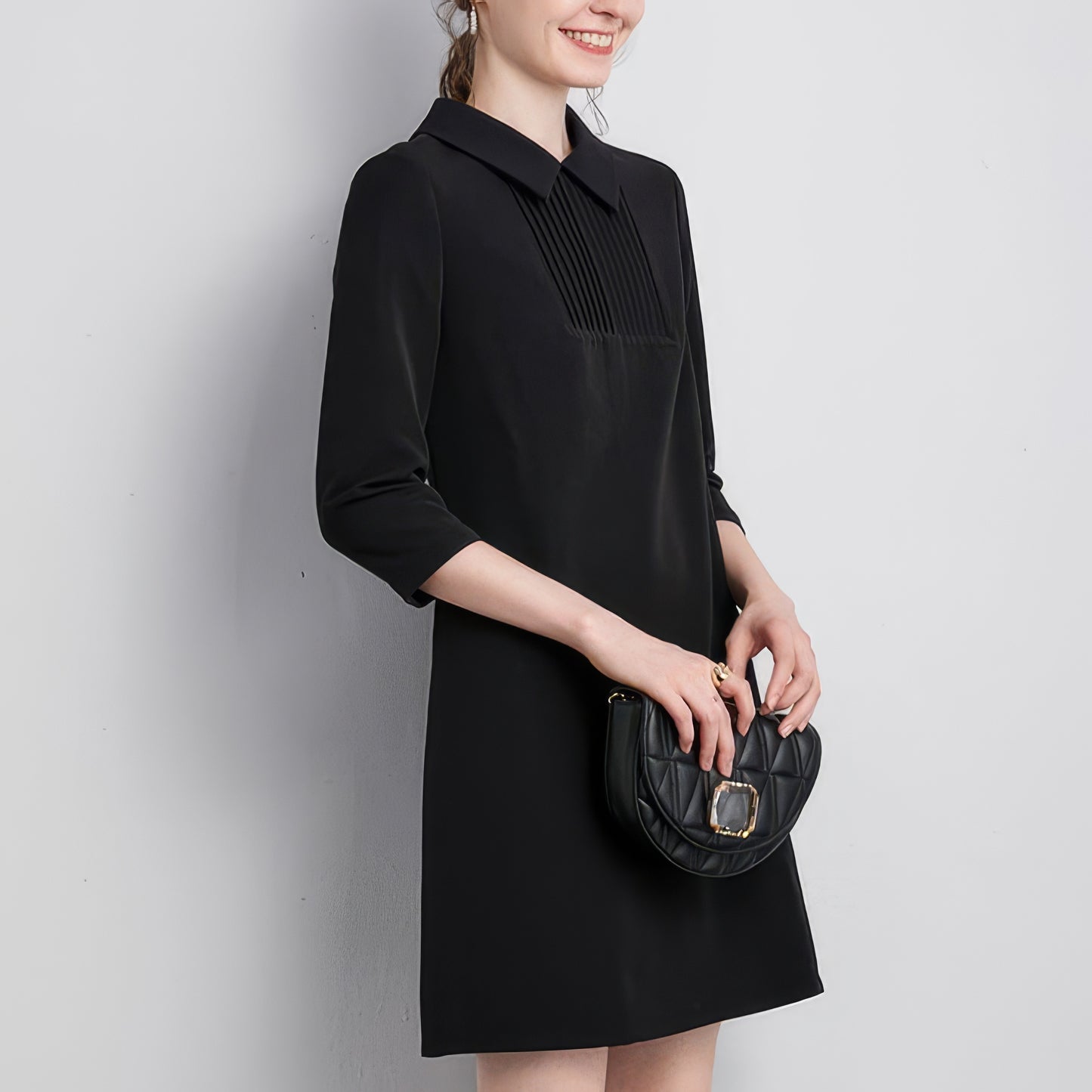 Pleated Collar A-Line Mini Dress