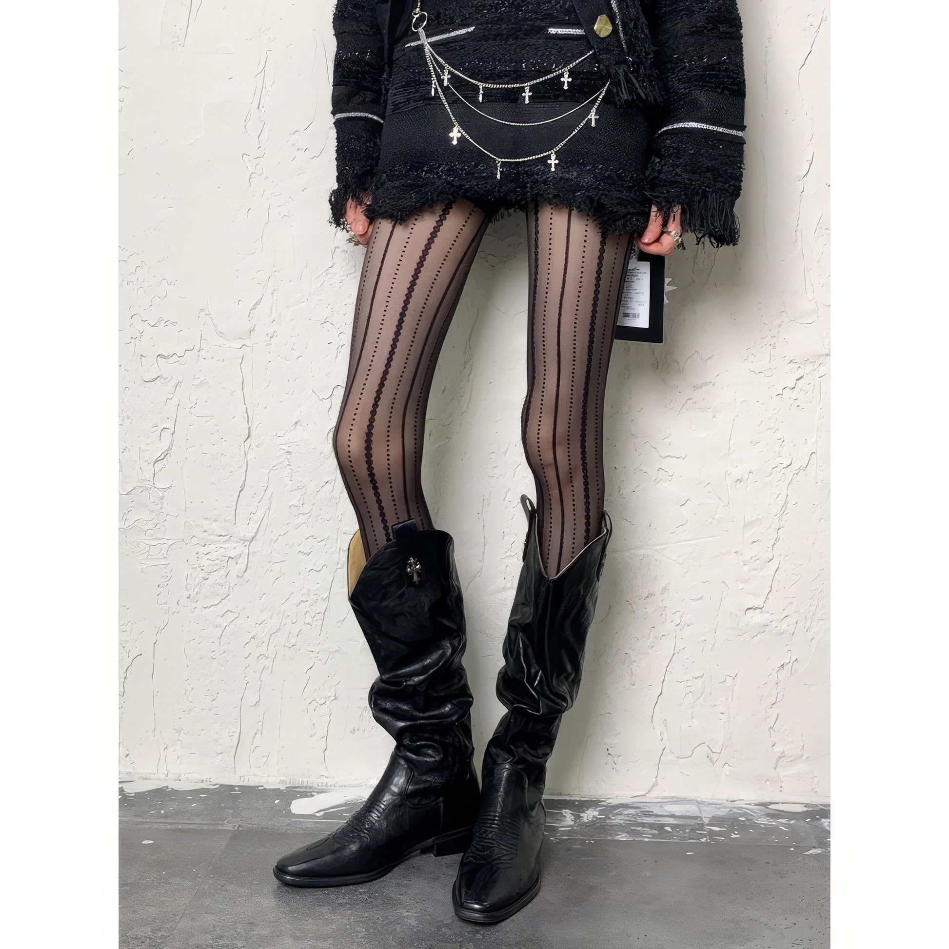 Vertical Dot Stripe Sheer Tights