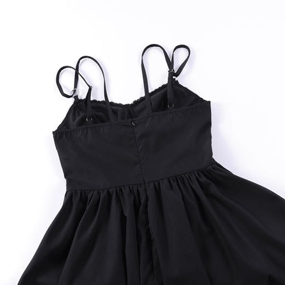 Black Lace-Up Corset Dress