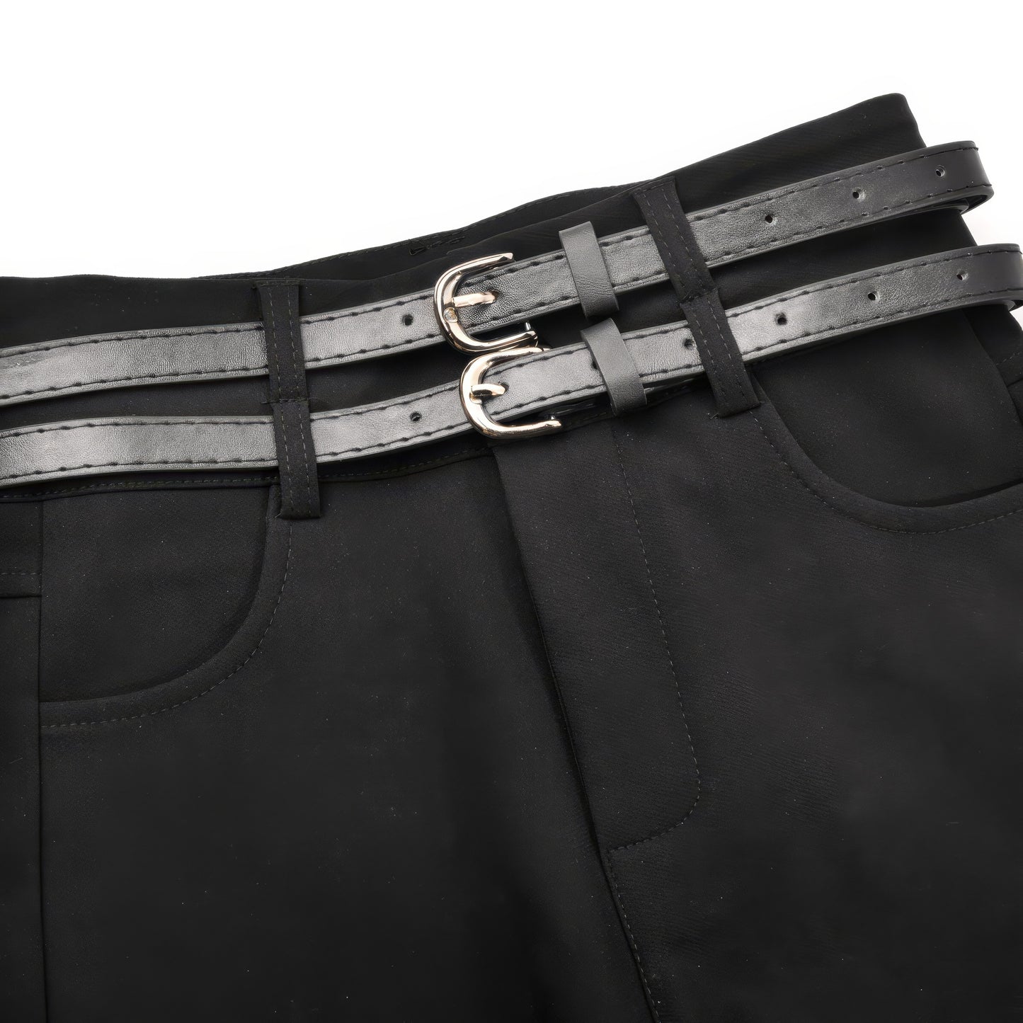 Double Buckle High Waist Shorts