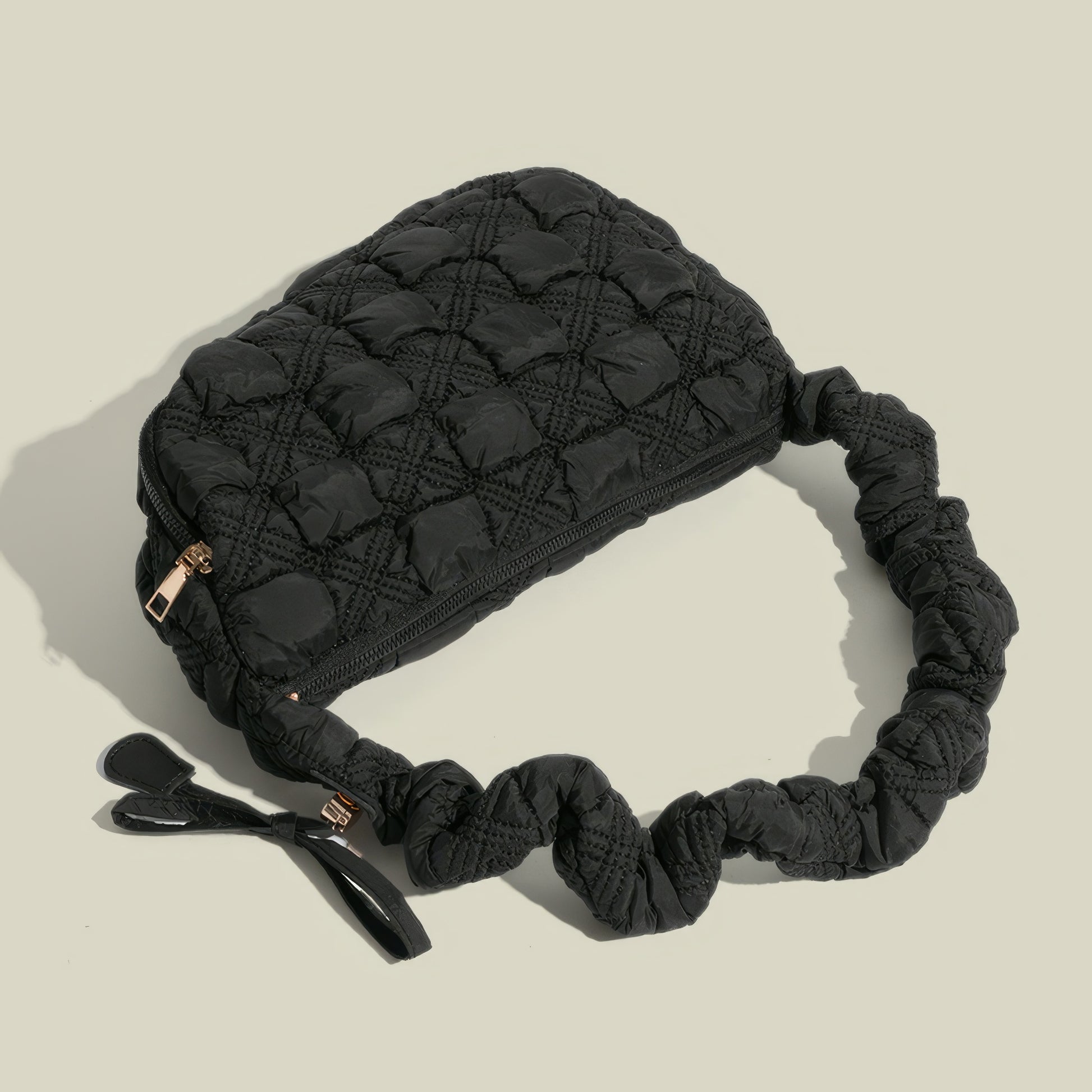 Puffy Quilted Scrunch Handle Shoulder Bag