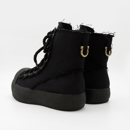 Frayed Canvas Platform Sneakers