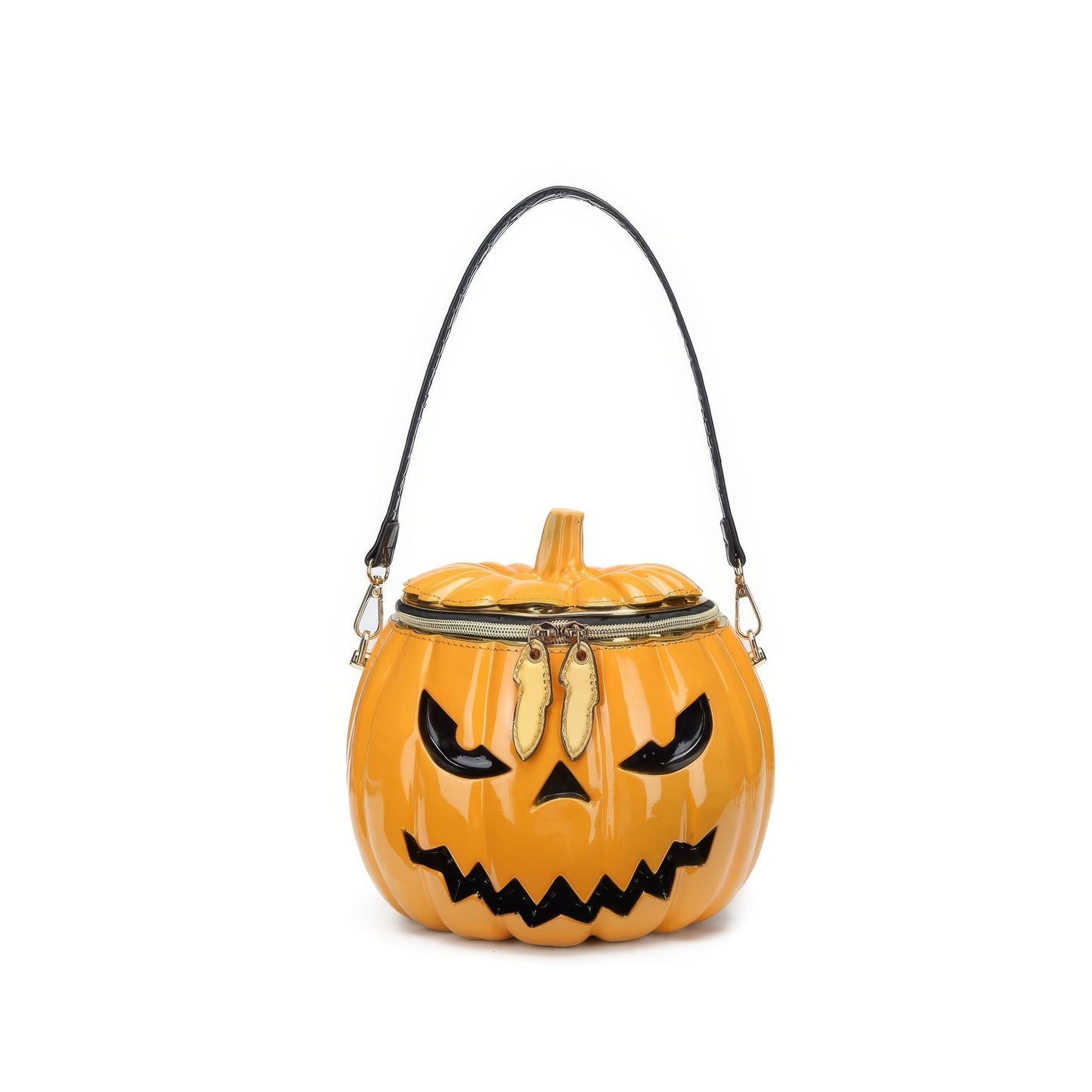 Jack-O'-Lantern Shiny Pumpkin Crossbody Bag