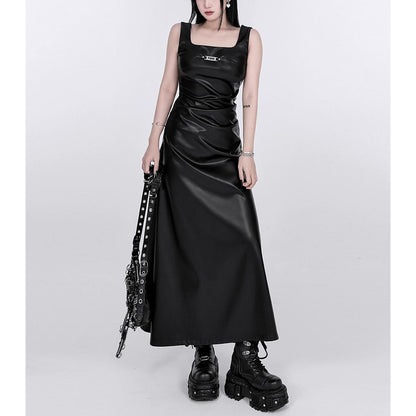 Satin Square Neck Sleeveless Maxi Dress