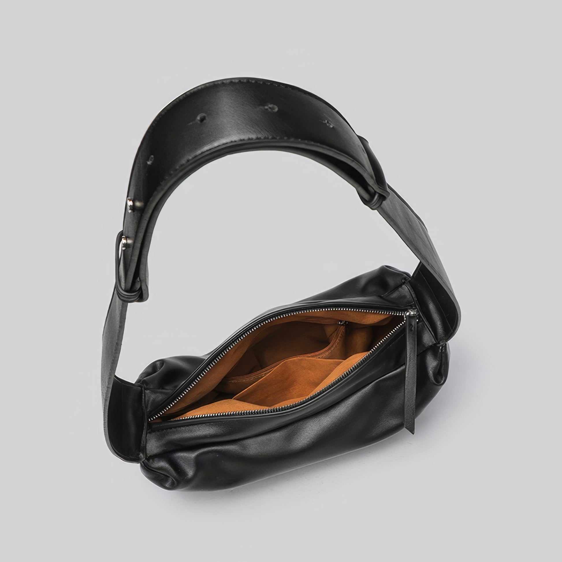 Smooth Faux Leather Crescent Shoulder Bag