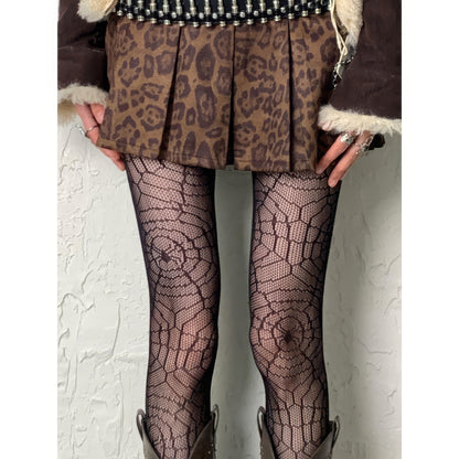 Geometric Web Sheer Mesh Tights