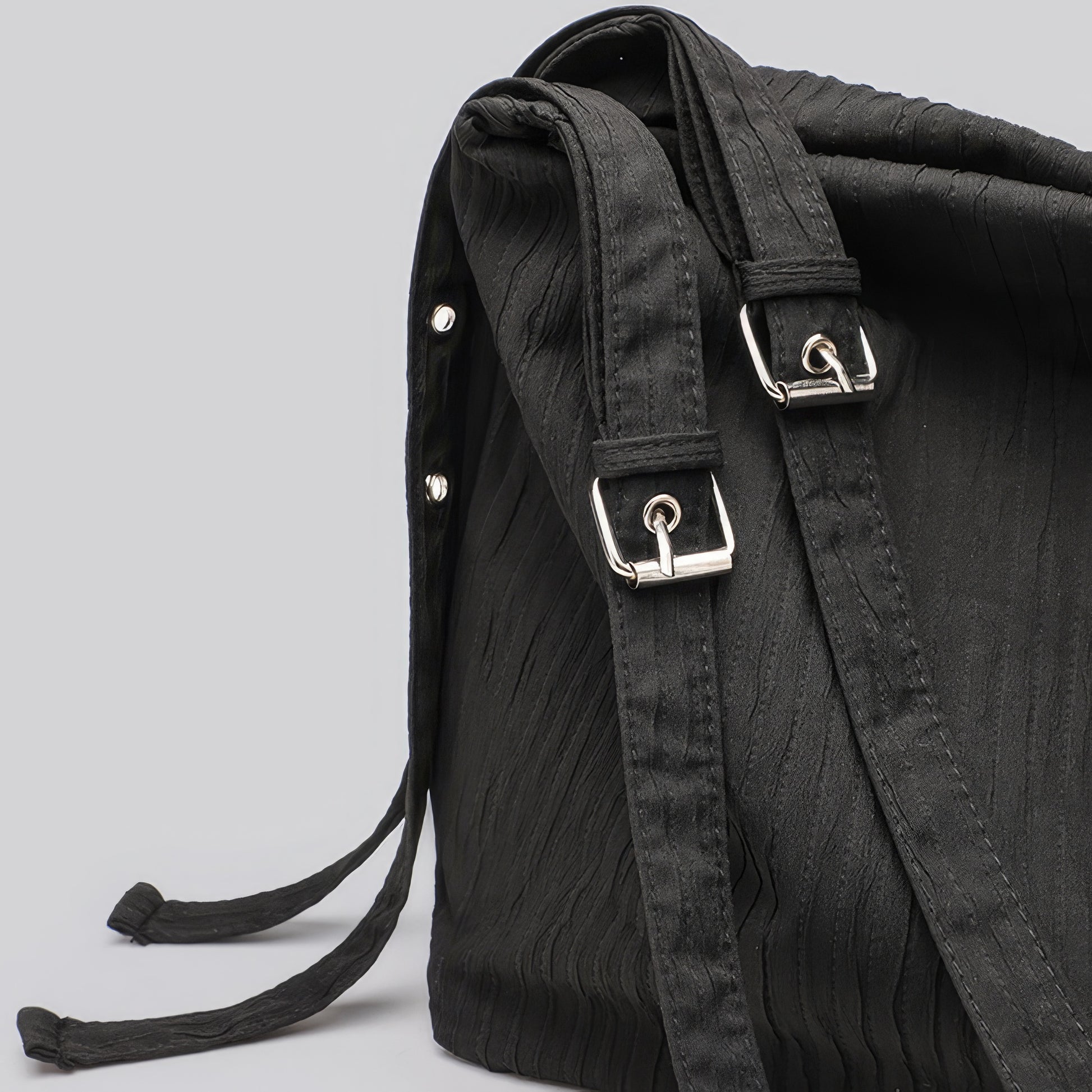 Pleated Fabric Buckle Strap Shoulder Bag