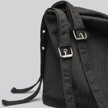 Pleated Fabric Buckle Strap Shoulder Bag