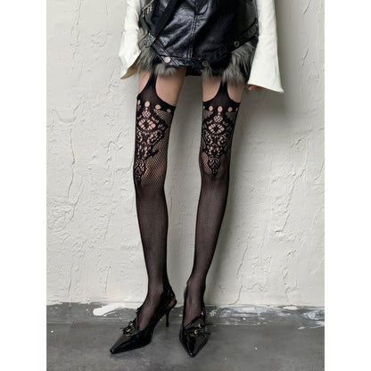 Ornate Cutout Lace Mesh Tights