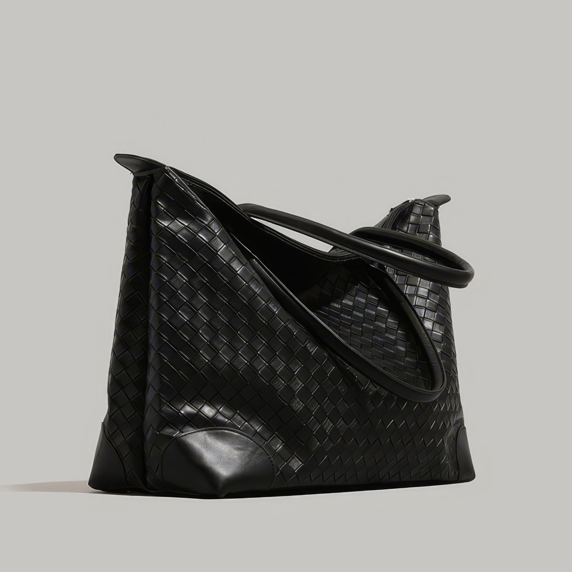 Woven Faux Leather Oversized Tote Bag