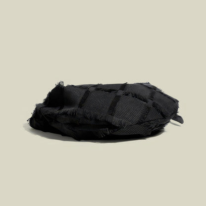 Frayed Patchwork Hobo Bag with Mini Pouch