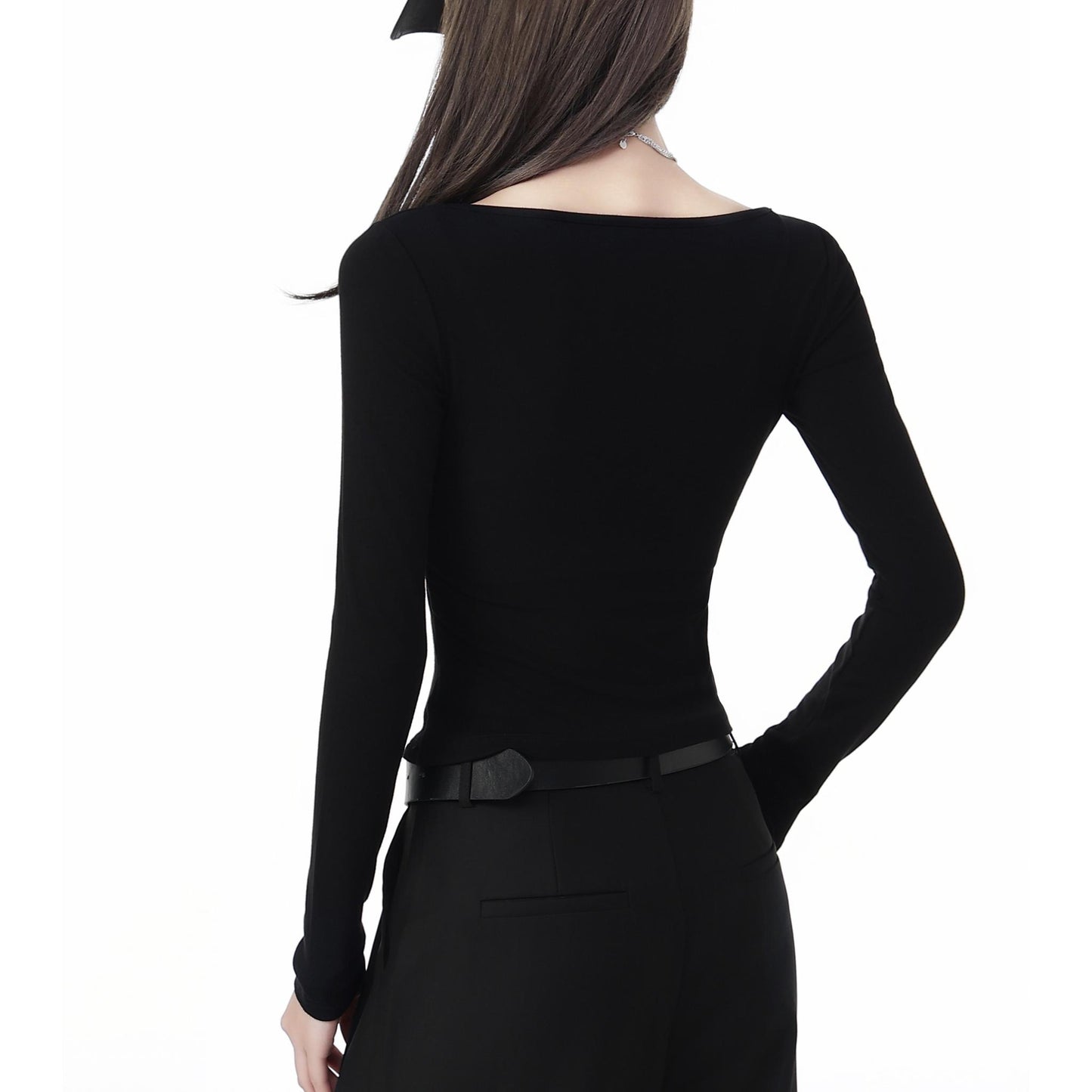 Asymmetrical Off Shoulder Black Top