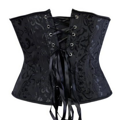Floral Brocade Classic Black Corset