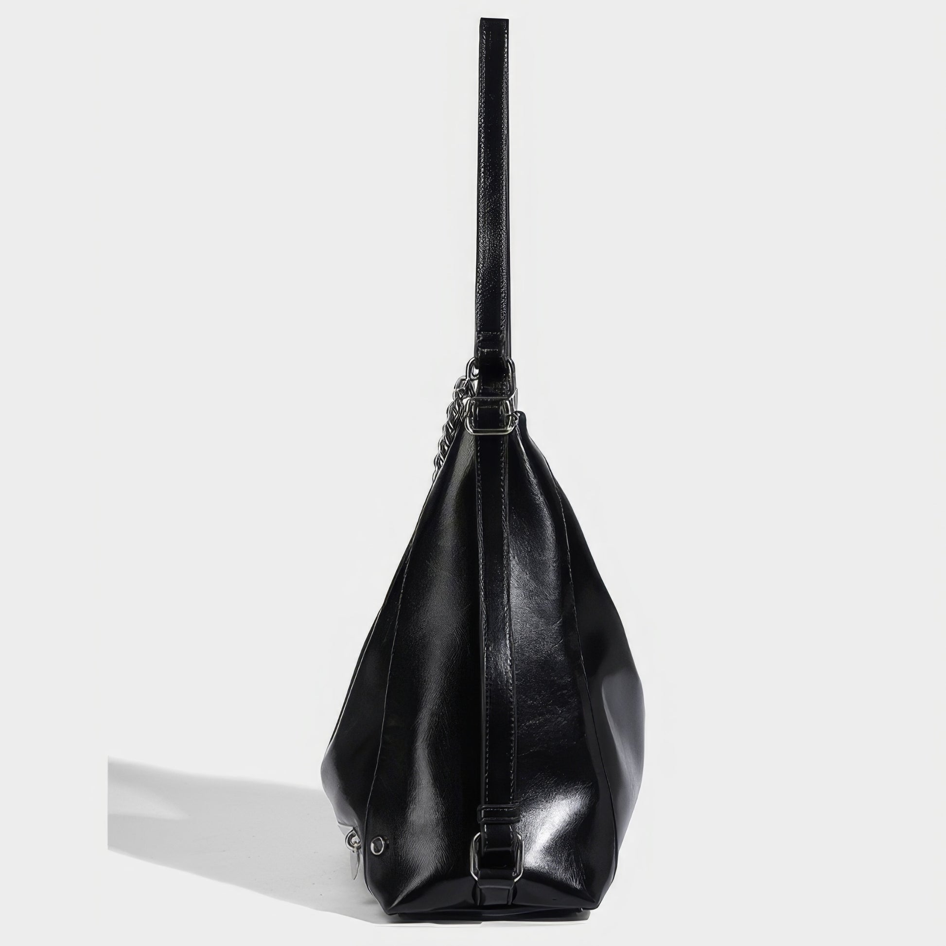 Chain Handle Glossy Triangle Backpack