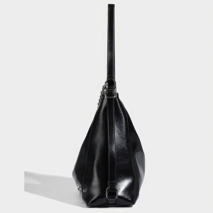 Chain Handle Glossy Triangle Backpack