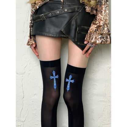 Blue Cross Graphic Overknee Tights