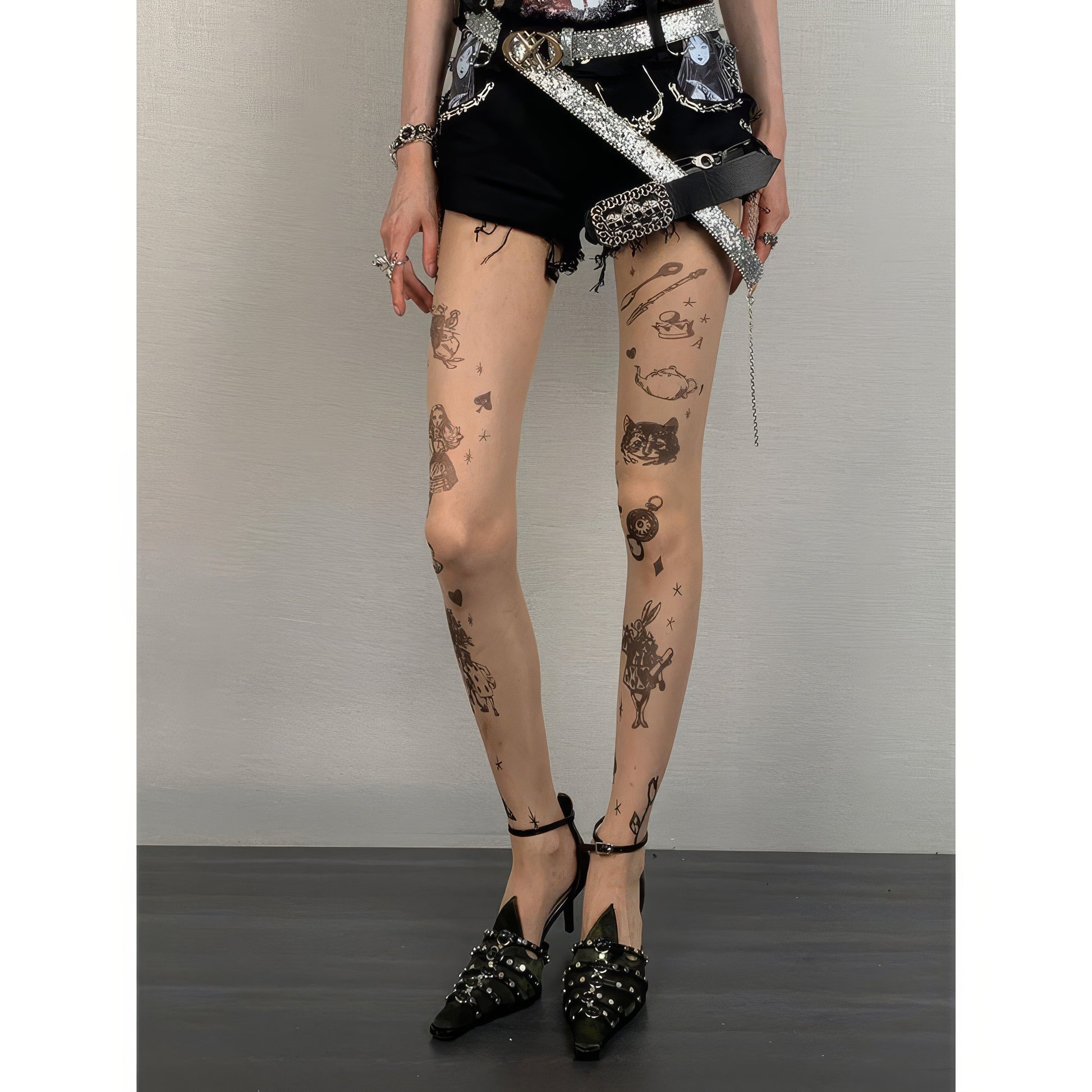 Alice Print Sheer Tights