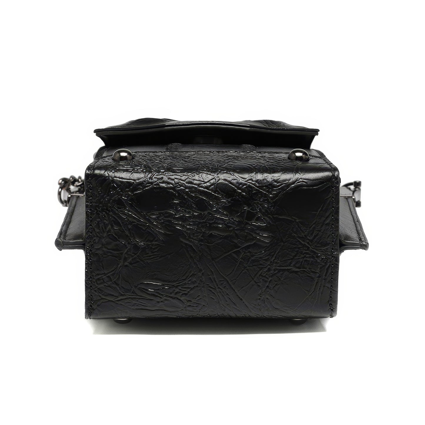 Black Textured Mini Crossbody with Eye Detail