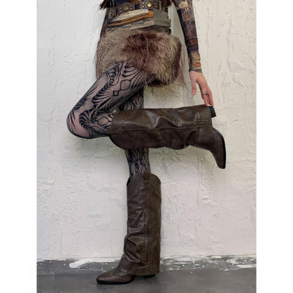 Baroque Leaf Mesh Pattern Tights