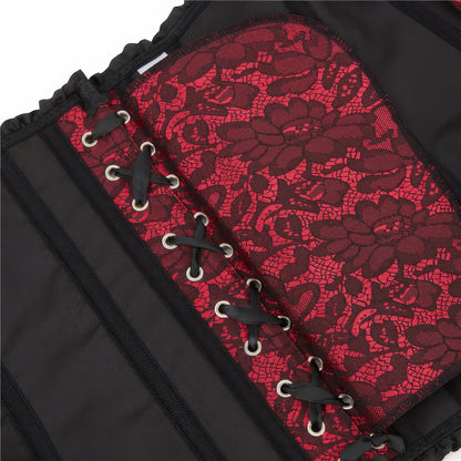 Ruffled Lace Trim Red Corset