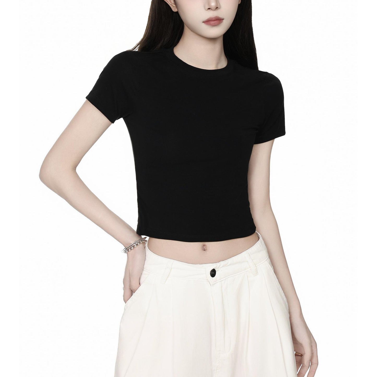 Basic Slim Fit Crop T-Shirt