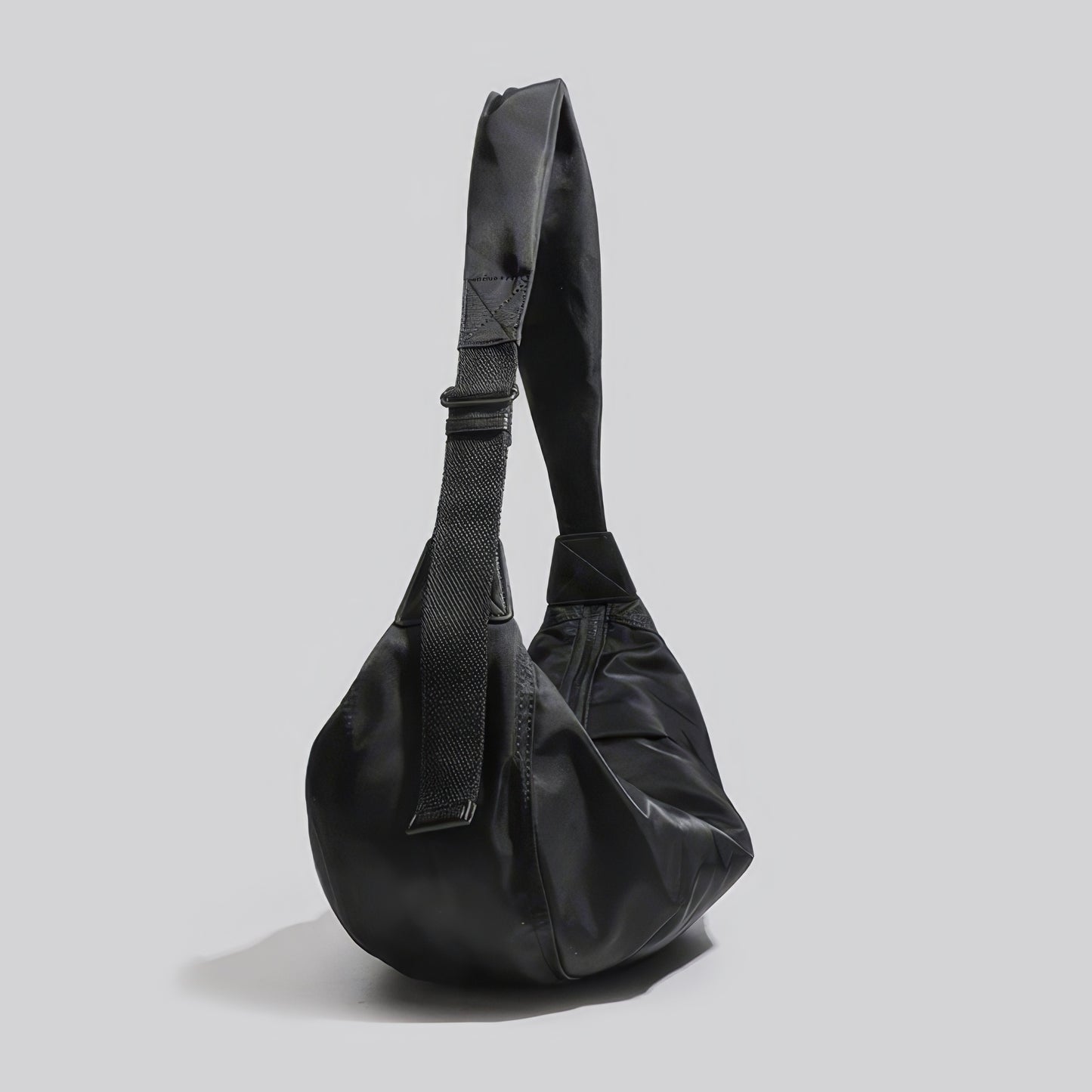 Minimalist Black Nylon Shoulder Bag