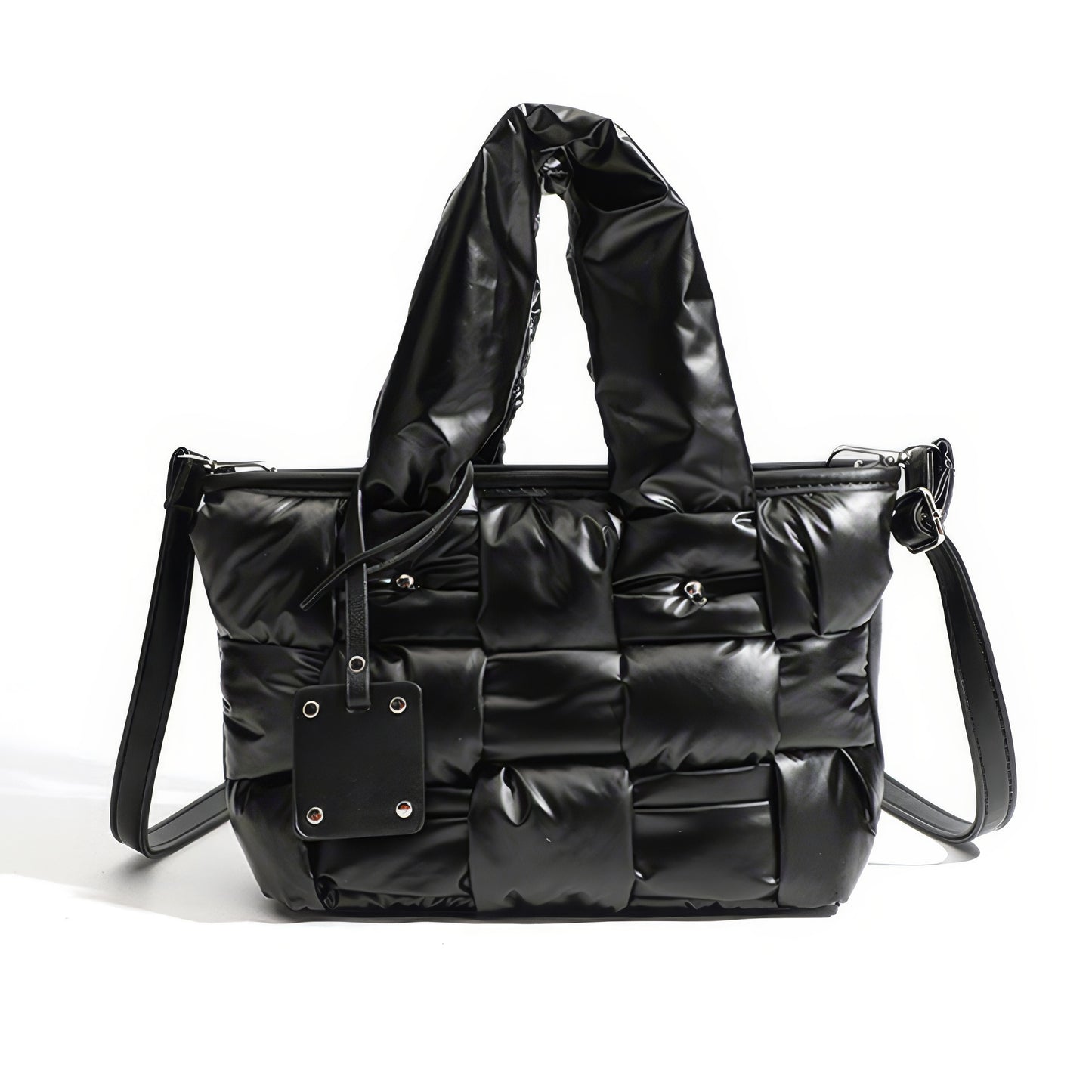 Padded Glossy Quilted Tote Bag