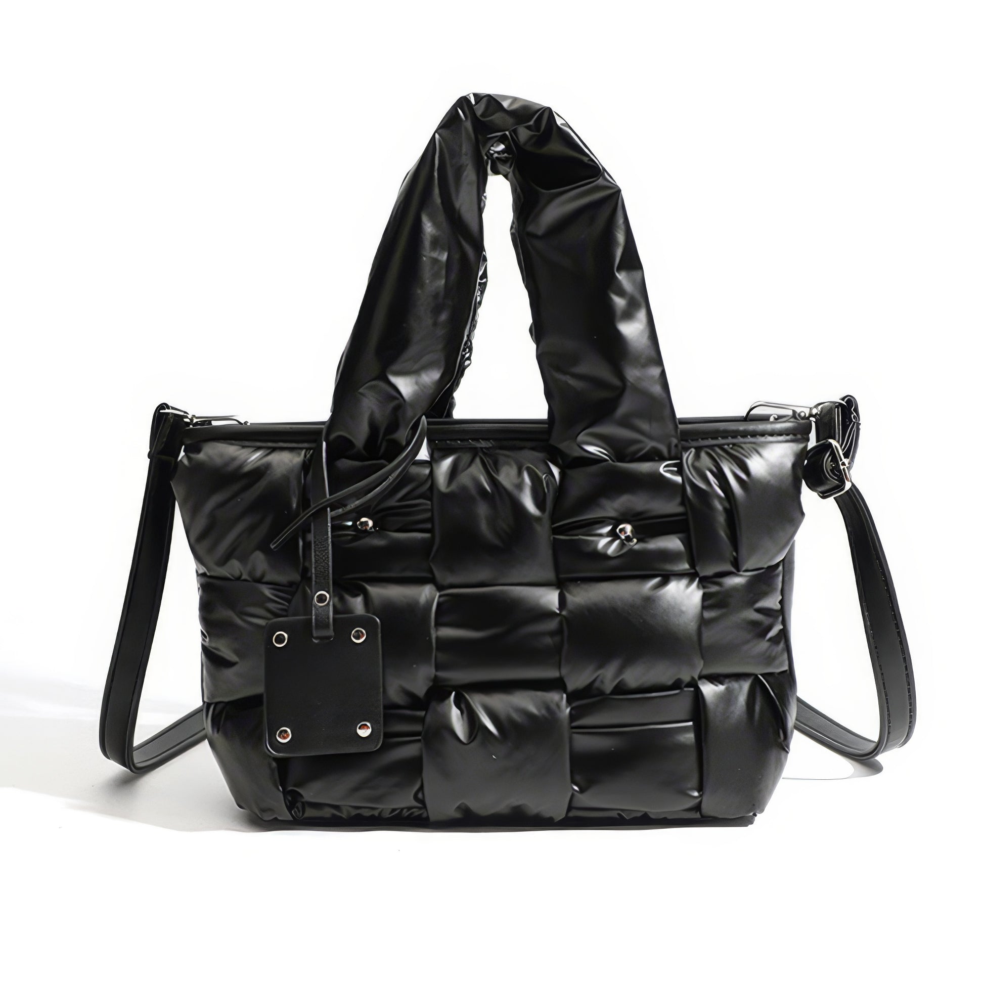 Padded Glossy Quilted Tote Bag