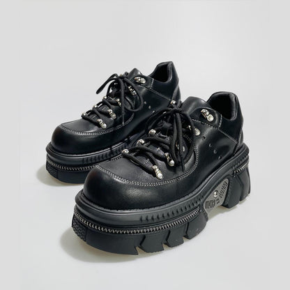 Black Chunky Metal-Detail Sneakers