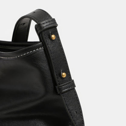 Soft Pocket Detail Faux Leather Shoulder Bag