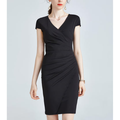 Wrap Style Bodycon Black Mini Dress