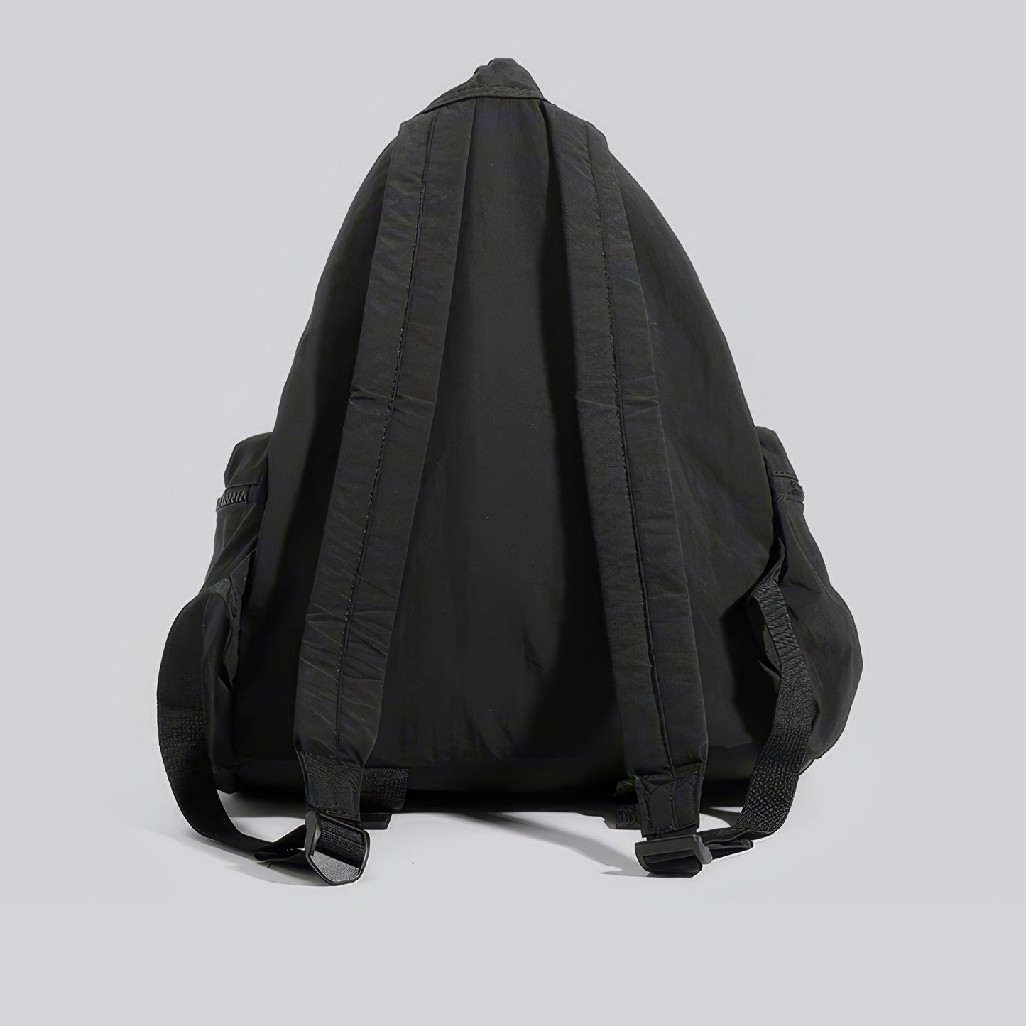Drawstring Zip Pocket Black Backpack