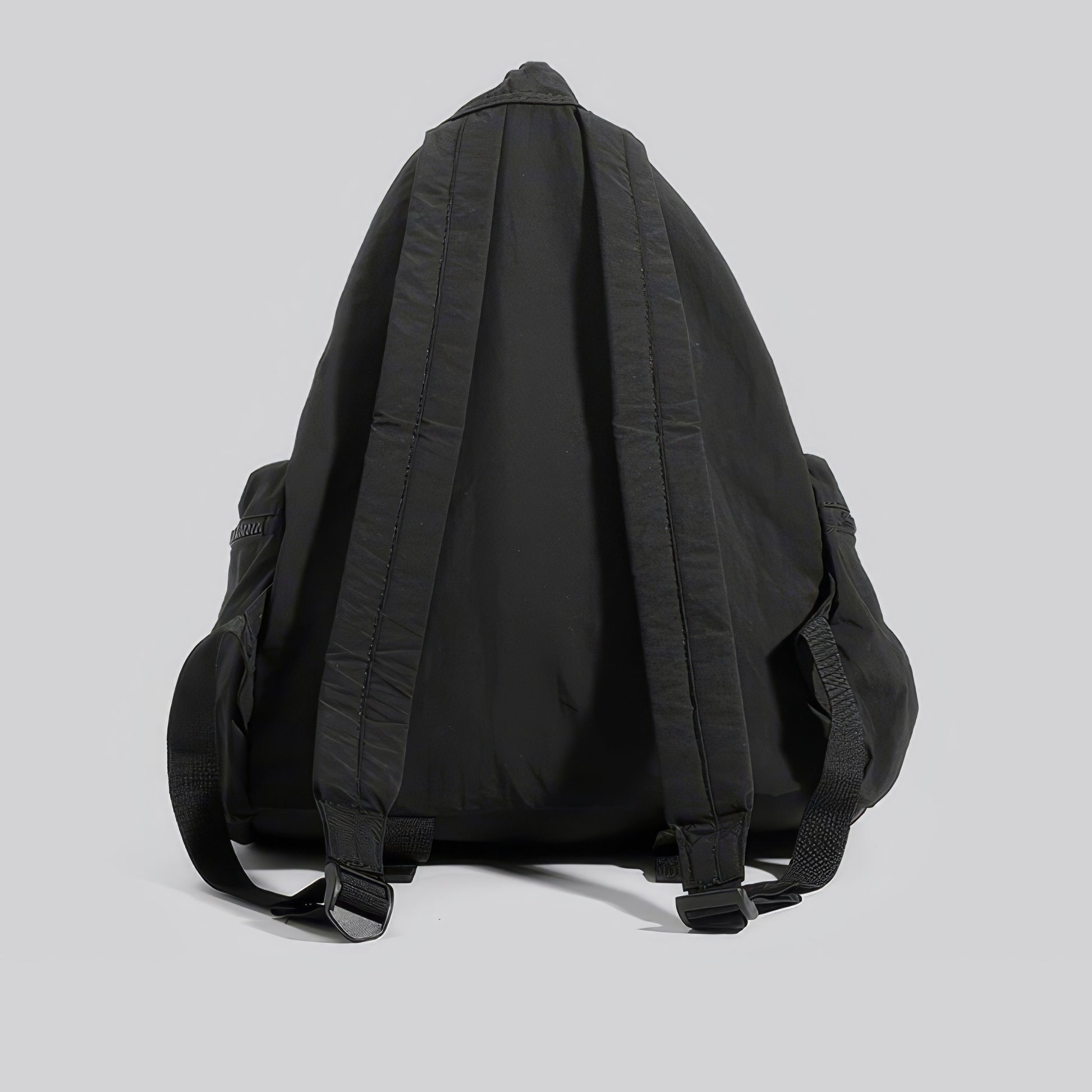 Drawstring Zip Pocket Black Backpack