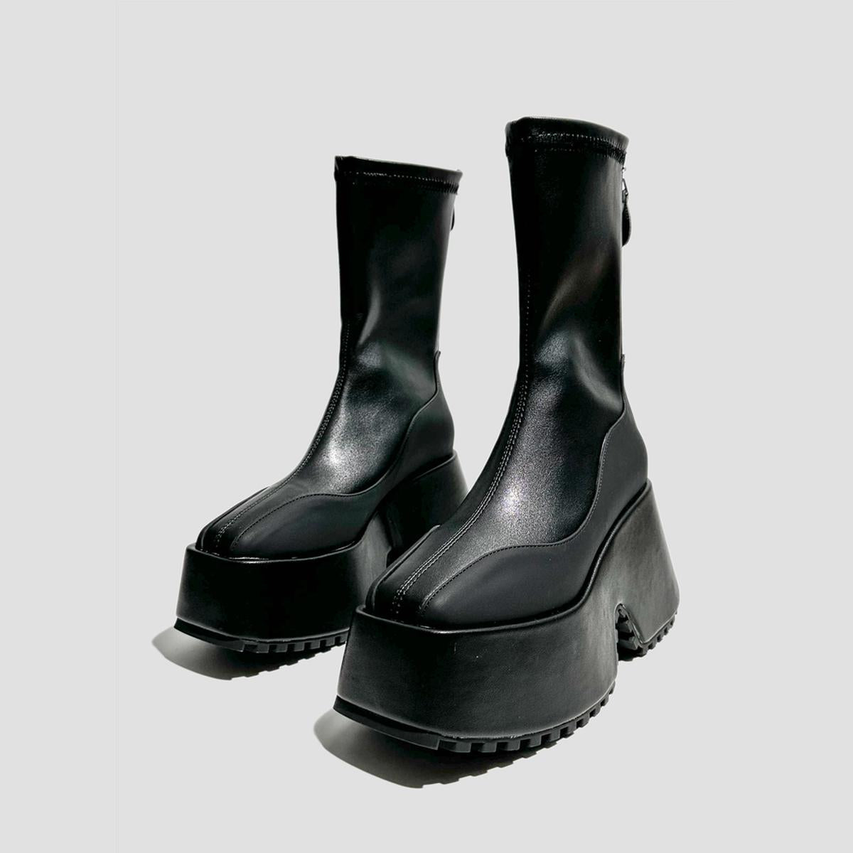 Futuristic Split-Sole Platform Boots