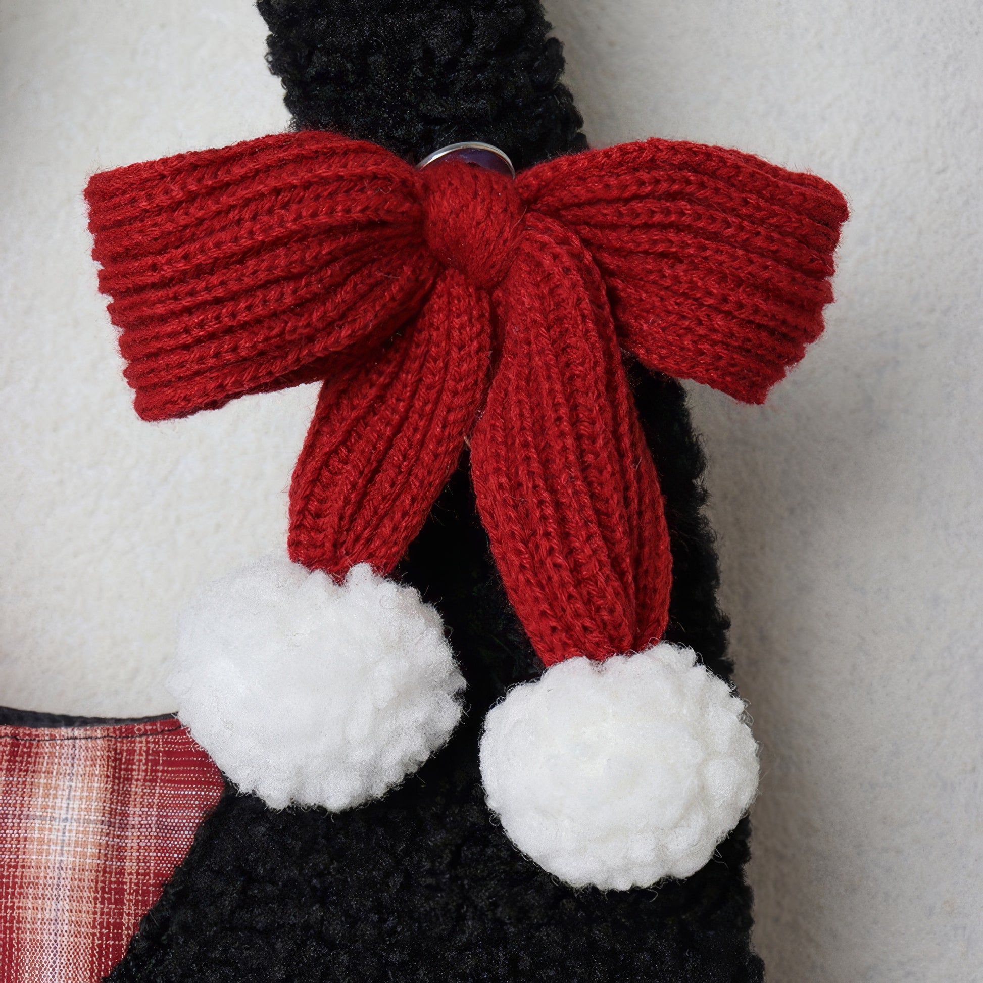 Plaid Fleece Cat Accent Mini Shoulder Bag