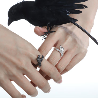 Perched Raven Carved Ring