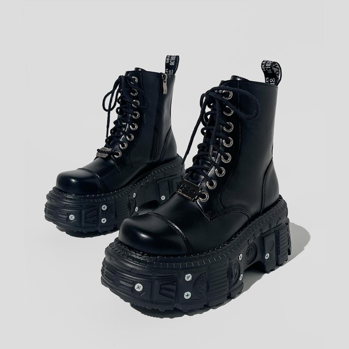 Chunky Metal-Studded Platform Boots