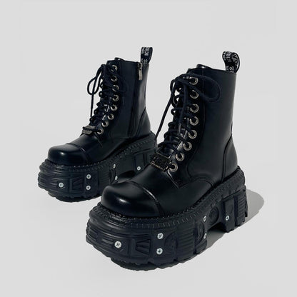 Chunky Metal-Studded Platform Boots