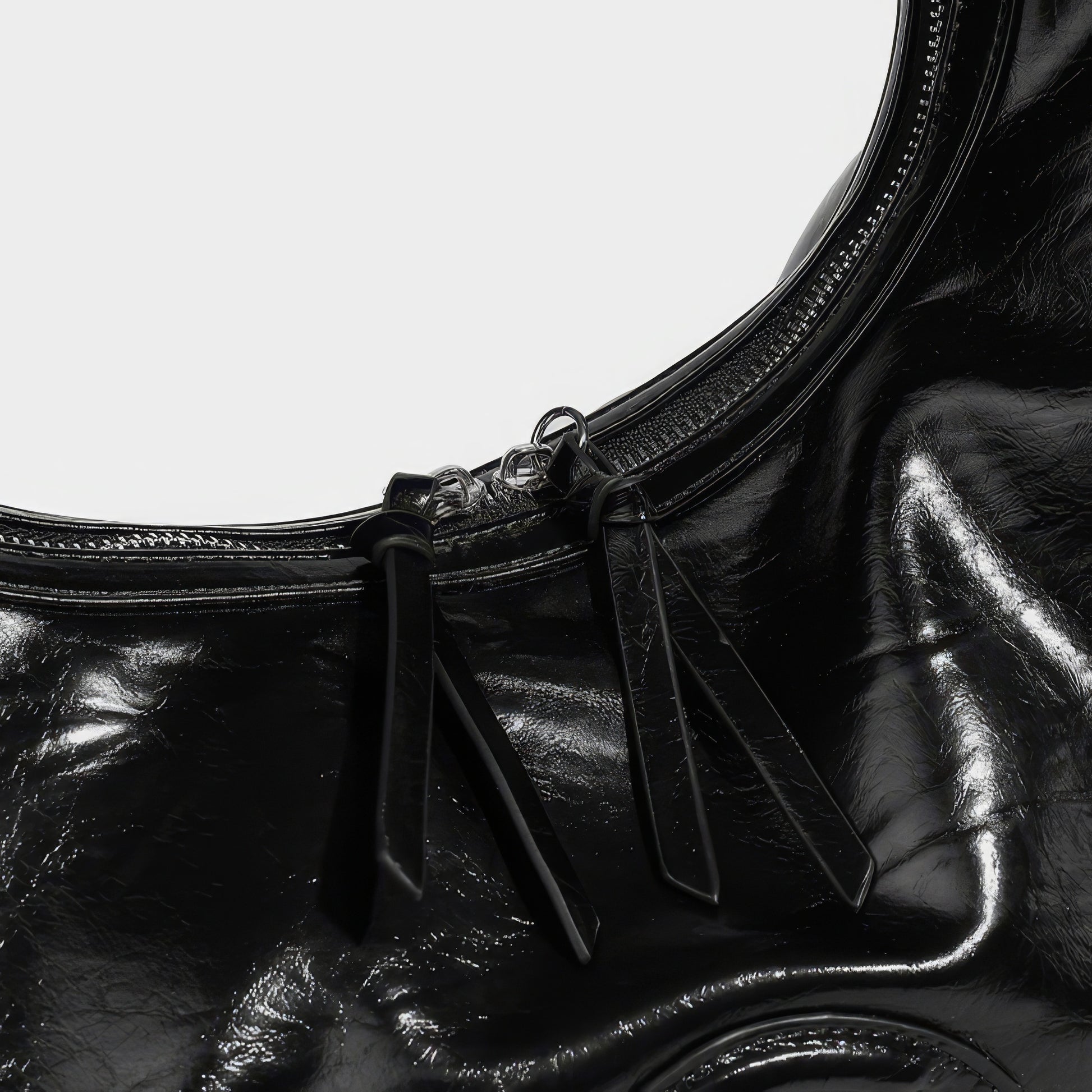 Ruched Glossy Crescent Shoulder Bag