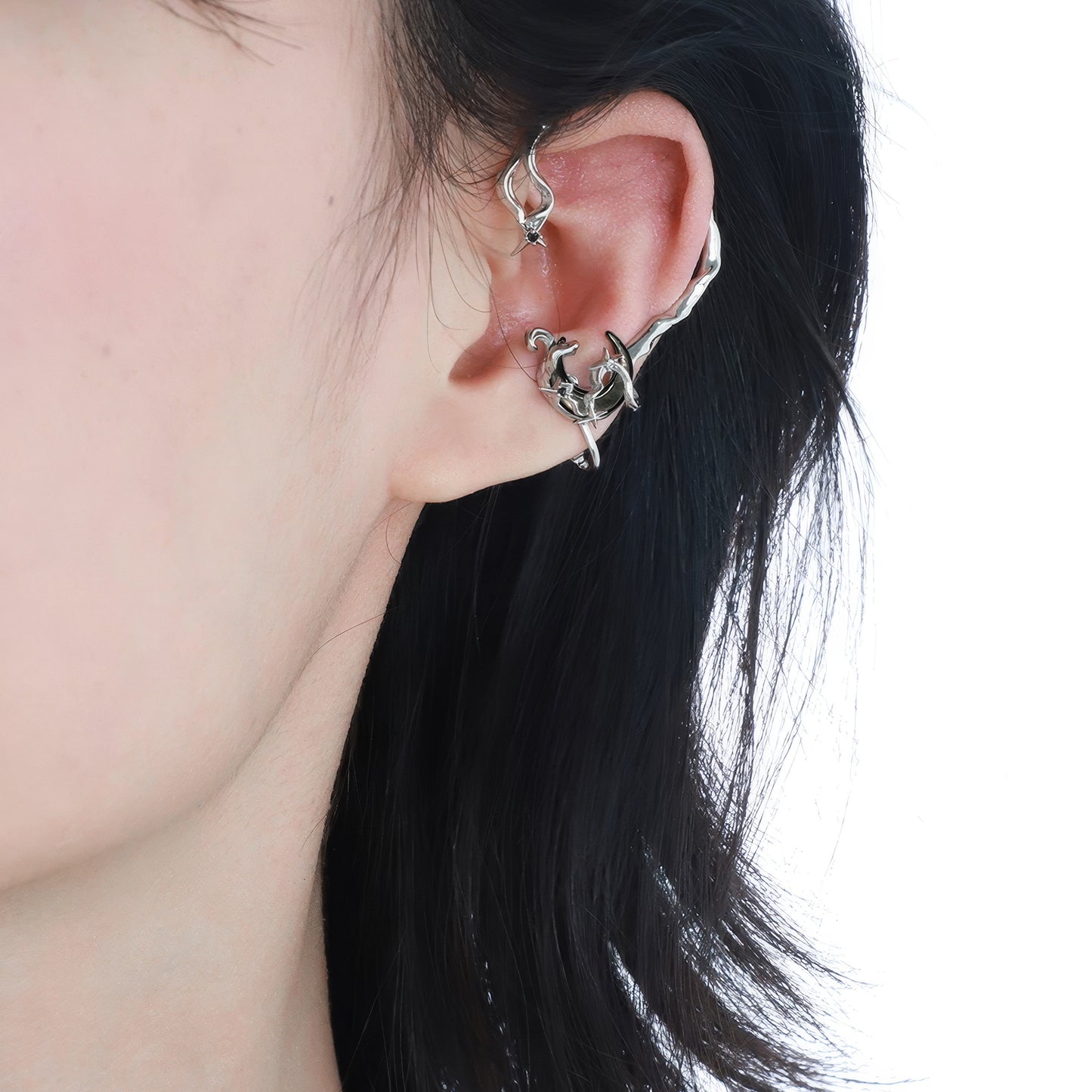 Spiked Crescent Moon Ear Cuff