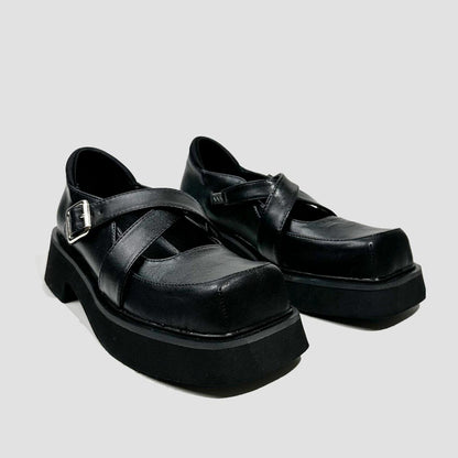 Black Platform Strap Mary Janes